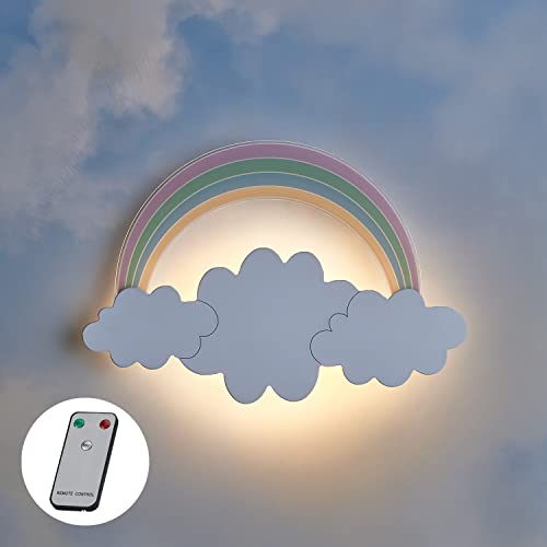 Lights4fun LED Wandleuchte Wolke Regenbogen Fernbedienung Timer batteriebetrieben Innenbereich Kinderzimmerdeko von Lights4fun