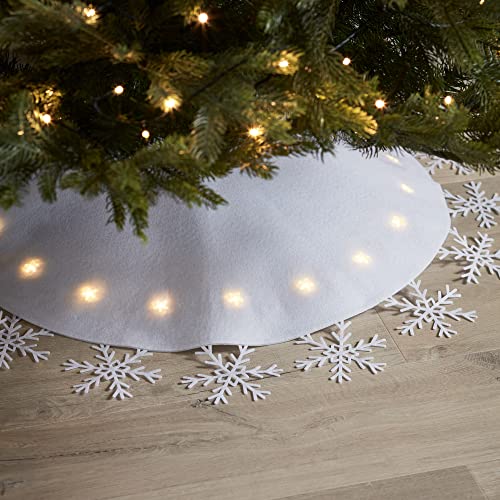 Lights4fun LED Weihnachtsbaumdecke Weiß Schneeflocken 90cm Batterie Innen Weihnachtsdeko von Lights4fun