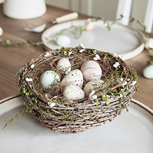 Lights4fun Osternest Osterei Nest mit Moos Osterdeko Ostereier Innenbereich 15cm von Lights4fun