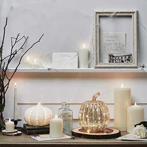 Lights4fun Set Deko Kürbis Glas mit TruGlow® LED Kerzen Neutral Deko Halloween Herbst Deko von Lights4fun