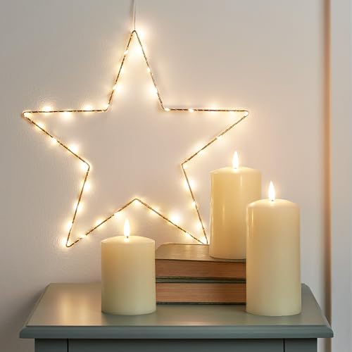 Lights4fun Set LED Osby Stern mit TruGlow® Kerzen Weihnachtsdeko Timer Weihnachtsbeleuchtung Fenster von Lights4fun