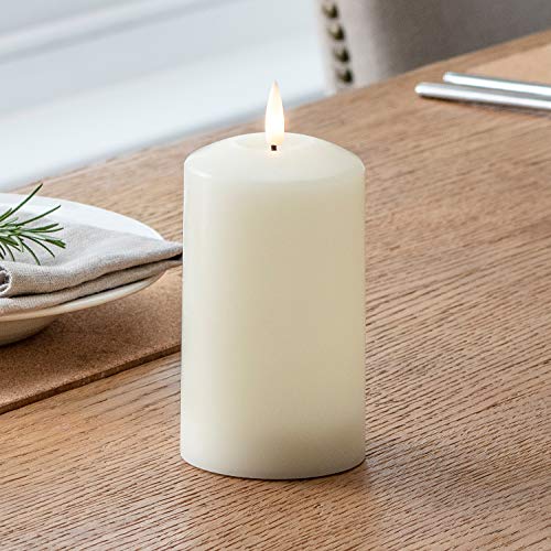 Lights4fun TruGlow® LED Kerze mit warmweißer LED Flamme 12,5cm batteriebetrieb Echtwachskerze von Lights4fun