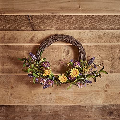 Lights4fun Wildblumen Halb Kranz Türkranz Sommer Deko Innenbereich 50cm Zimmer Deko Frühling Muttertagsgeschenk von Lights4fun