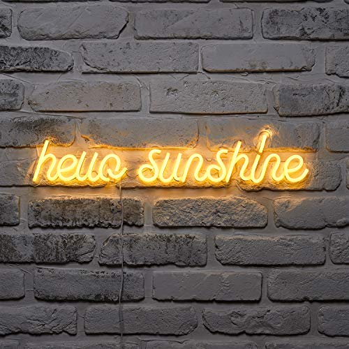 Lights4fun hello sunshine LED Neon Schild strombetrieben Neon Sign Neon Licht Neon Light Neon Schriftzug LED Schriftzug Wand Neon Party Deko von Lights4fun