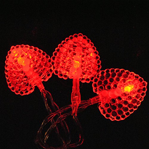 LightsGo® batteriebetriebene LED-Lichterkette mit Dekorations-Herzen, 20 LEDs, 2 m, rot, 20LED 2M von LightsGo