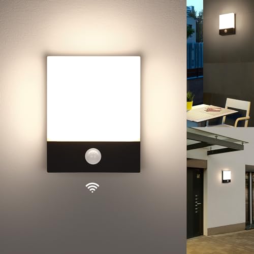 Lightsjoy 18W Außenleuchte mit Bewegungsmelder IP65 Außenlampe Wand Außenwandleuchte Modern Wandlampe Wasserdicht Außenbeleuchtung Alu für Außenbreich Outdoor Wall light Flur Treppenhuaus-Neutralweiß von Lightsjoy