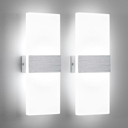 Lightsjoy 2x 12W LED Wandlamp Innen Moderne Wandleuchte up and down Innenbeleuchtung Flur Belechtung für Schlafzimmer Korridor Wohnzimmer Treppe usw kaltweiß von Lightsjoy
