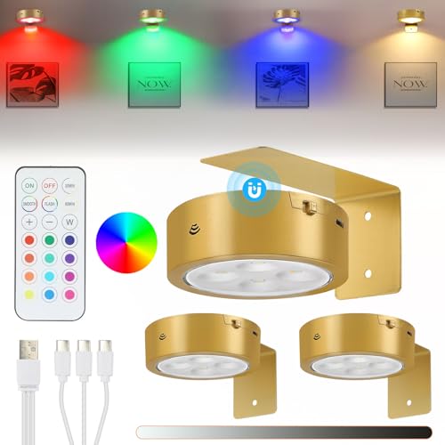 Lightsjoy LED Bilderleuchte Kabellos 3Pack Bilderleuchte Akku USB Aufladbar Goldene RGB Dimmable Bilderrahmen Beleuchtung licht mit Fernbedienung, Dart Beleuchtung magnetische Bilderlampe mit Timer Lightsjoy LED Bilderleuchte Kabellos 3Pack Bilderleuchte Akku USB Aufladbar Goldene RGB Dimmable Bilderrahmen Beleuchtung licht mit Fernbedienung, Dart Beleuchtung magnetische Bilderlampe mit Timer von Lightsjoy