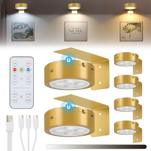 Lightsjoy LED Bilderleuchte Kabellos 6Pack Bilderleuchte Akku USB Aufladbar Goldene Bilderrahmen Beleuchtung mit Fernbedienung, 3 Farbtemperaturen Dimmable Dart Bilderlampe Magnetische mit Timer Lightsjoy LED Bilderleuchte Kabellos 6Pack Bilderleuchte Akku USB Aufladbar Goldene Bilderrahmen Beleuchtung mit Fernbedienung, 3 Farbtemperaturen Dimmable Dart Bilderlampe Magnetische mit Timer von Lightsjoy