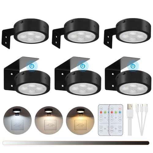 Lightsjoy LED Bilderleuchte Kabellos 6Pack Bilderleuchte Akku USB Aufladbar Schwarz Bilderrahmen Beleuchtung mit Fernbedienung, 3 Farbtemperaturen Dimmable Dart Bilderlampe Magnetische mit Timer von Lightsjoy