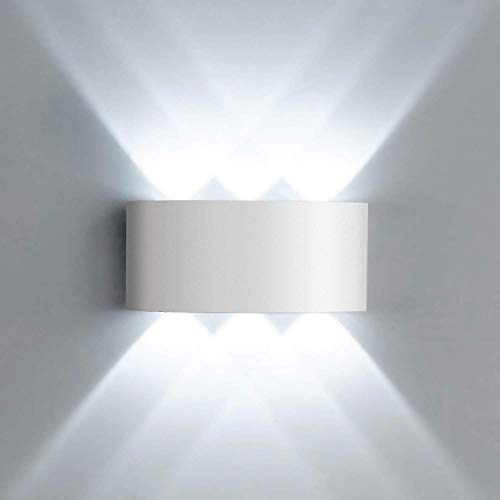 Lightsjoy LED Wandlampe Innen Aussen Wandleuchte Weiß Modern Up and Down IP65 Wasserdicht aus Aluminium 6x120°Ausstrahlungswinkel kaltweiß von Lightsjoy
