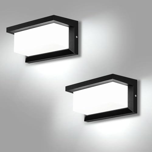 Lightsjoy LED Wandleuchte Außen 2 Stück 18W IP66 Wasserdicht Außenlampe Außenbeleuchtung Wand Rechteck Wandlampe Alu Außenwandleuchte für Außenbreich Outdoor Kaltweiß 6000K von Lightsjoy