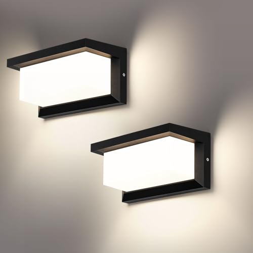 Lightsjoy LED Wandleuchte Außen 2 Stück 18W IP66 Wasserdicht Außenlampe Außenbeleuchtung Wand Rechteck Wandlampe Alu Außenwandleuchte für Außenbreich Outdoor Neutralweiß von Lightsjoy