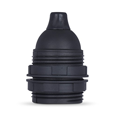 Gewindemantel Lampenfassung E27 aus Thermoplast, schwarz mit Zugentlastung - 10x Stück von Lightstock