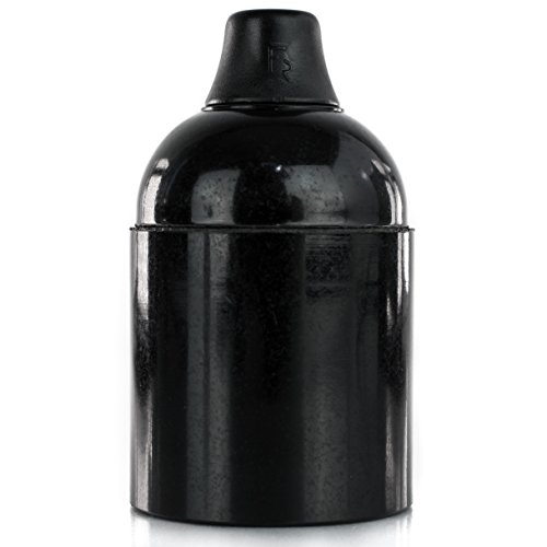 10x Stück - Retro Lampenfassung aus Bakelit, Fassung E27 Glattmantel schwarz mit Klemmnippel von Lightstock