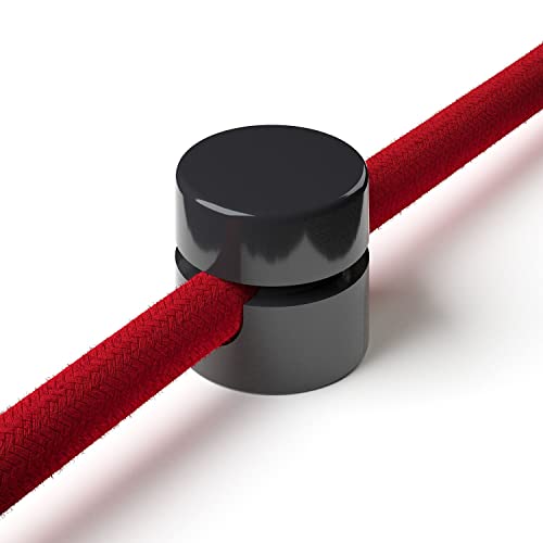 10x Stück - Zweiteilige Affenschaukel für Textilkabel, Aufputz-Kabelhalter für Lampe, Schwarz von Lightstock
