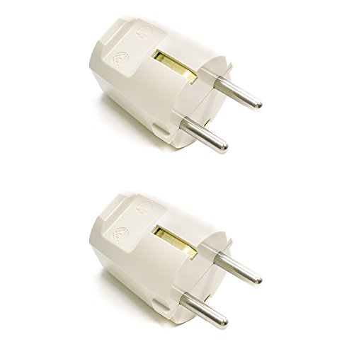 2 Stück | Schuko-Stecker aus Duroplast (Bakelit-Optik), Schutzkontaktstecker, Elfenbein-weiß von Lightstock
