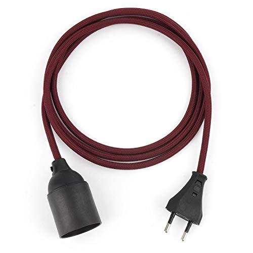 3m Plug-In Lampe BORDEAUX, Textilkabel mit Lampenfassung aus Thermoplast (GLATTMANTEL) mit Eurostecker von Lightstock