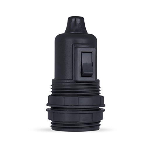 5 x Fassung mit Schalter E27, Lampenfassung aus Thermoplast schwarz, Gewindemantel von Lightstock