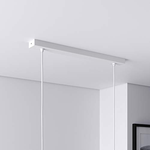 Lightstock Baldachin für Lampe Rechteckig, Abzweigdose mit 2 Kabelauslässen (L 50 x H 2.5 x B 5 cm), WEISS - ideal für Esstisch, inkl. WAGO-Klemmen von Lightstock