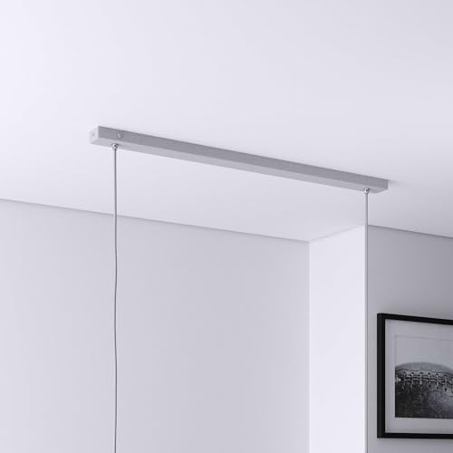 Baldachin für Lampe Rechteckig, Abzweigdose mit 2 Kabelauslässen (L 80 x H 2.5 x B 5 cm), SILBER-METALLIC (RAL 9006) - ideal für Esstisch, inkl. WAGO-Klemmen von Lightstock