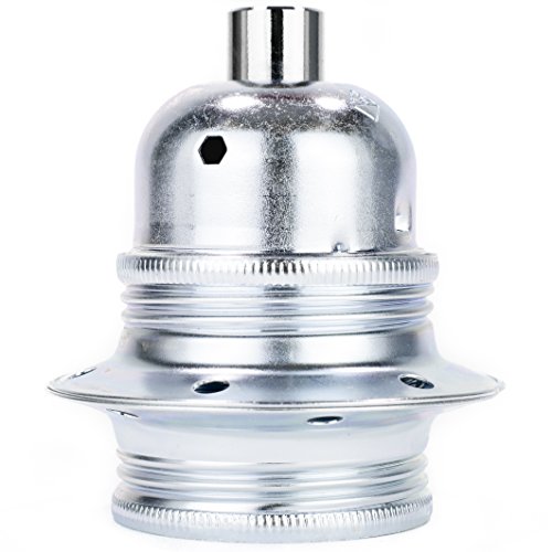 Fassung für Lampe E27, Metall Lampenfassung mit Außengewinde und Schraubringen, verzinkt mit Zugentlastung in Nickel-Finish von Lightstock