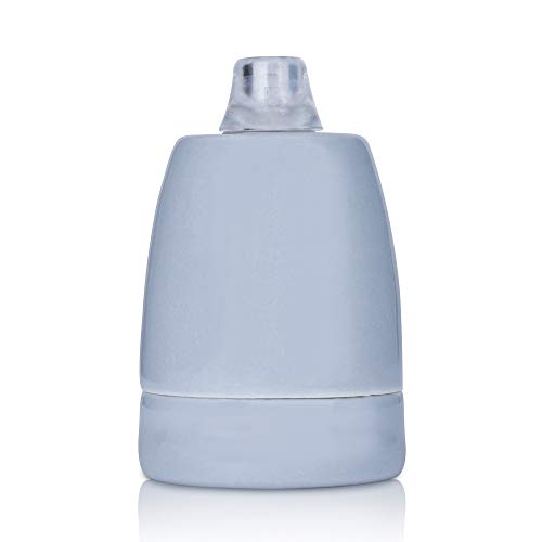 Fassung aus Porzellan, Porzellanfassung Keramikfassung E27, grau (blau-grau) glasiert, mit Klemmnippel von Lightstock