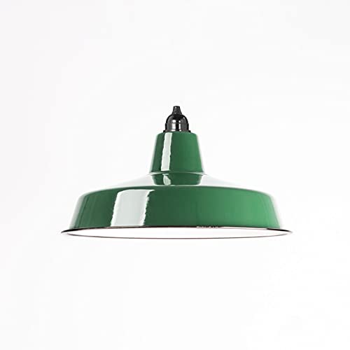 Lightstock Industrie-Lampenschirm aus emailliertem Stahlblech (2. Wahl), 36 cm, DUNKELGRÜN inkl. Fassung aus Bakelit von Lightstock