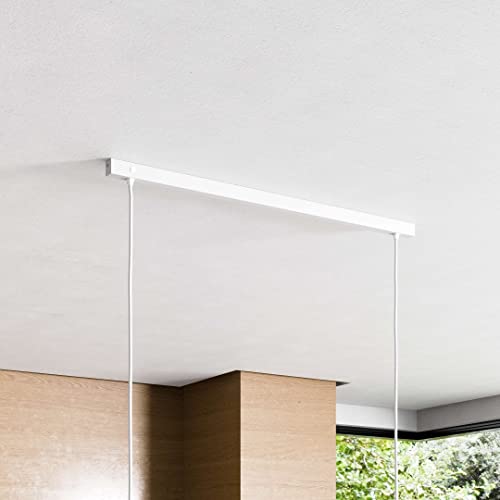 Lightstock SLIM RECTANGLE, rechteckiger Baldachin für Lampe mit 2 Kabelauslässen (L 80 x H 3.0 x B 2.5 cm), WEISS, ideal für Esstisch, inkl. WAGO-Klemmen von Lightstock