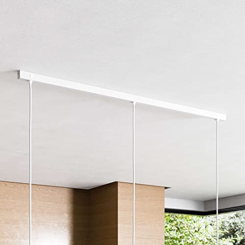 Lightstock SLIM RECTANGLE, rechteckiger Baldachin für Lampe mit 3 Kabelauslässen (L 110 x H 3.0 x B 2.5 cm), WEISS, ideal für Esstisch, inkl. WAGO-Klemmen von Lightstock