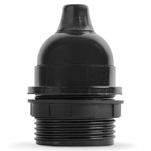 Original Bakelit | Retro Lampenfassung aus Bakelit | Bakelit-Fassung E27 Teilgewindemantel schwarz mit Klemmnippel von Lightstock