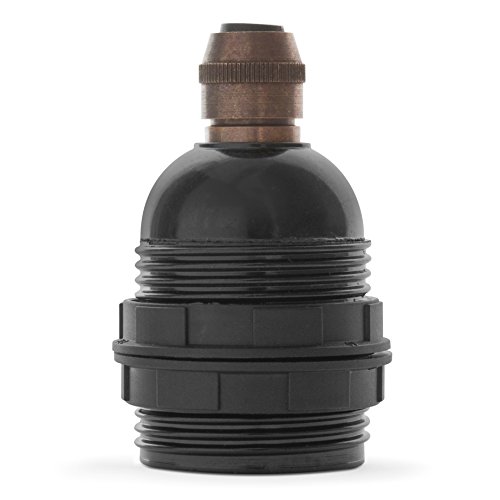 Premium Bakelit Fassung E27, Retro Lampenfassung schwarz mit Klemmnippel aus Messing: Old English, Gewindemantel von Lightstock