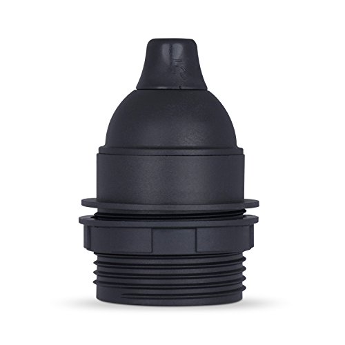 Teilgewindemantel Lampenfassung E27 aus Thermoplast, schwarz mit Zugentlastung - 50x Stück von Lightstock
