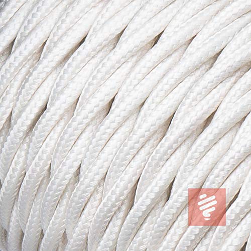 Textilkabel für Aufputz-Installation (verseilt, geflochten) - Stoffkabel dreiadrig - 3x1,5mm², Elfenbein (Weiß) - 10 Meter von Lightstock