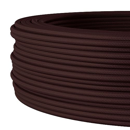 Textilkabel für flexible Elektroinstallation (H05VV-F), Stoffkabel 3x1.5mm², Aufputz-Textilkabel, Installationskabel, Braun - 5 Meter von Lightstock