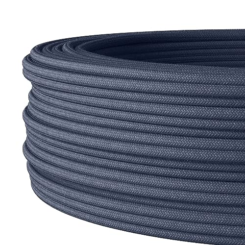 Textilkabel für flexible Elektroinstallation (H05VV-F), Stoffkabel 3x1.5mm², Aufputz-Textilkabel, Installationskabel, Graphit - 5 Meter von Lightstock