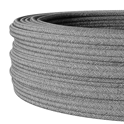 Textilkabel für flexible Elektroinstallation (H05VV-F), Stoffkabel 3x1.5mm², Aufputz-Textilkabel, Installationskabel, Grau-Melange - 20 Meter von Lightstock