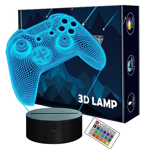 Lightzz 3D-Gamepad Nachtlicht, Spielekonsole Illusionslampe mit Fernbedienung + Touch 16 Farbblinken Wechseln + Timer Schreibtischlampen Kinderzimmer Geschenke für Spielefan von Lightzz