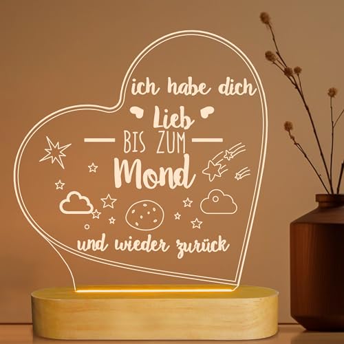 3D-Illusions-Nachtlicht Ich liebe dich bis zum Mond und zurück Tischlampe für Mädchen Romantische Weihnachtsgeschenkideen von Lightzz