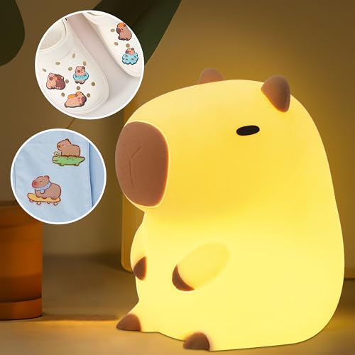 Capybara nightlight, Capybara gifts for girls, kids' nightlight bedside lamp for kids' room, ABS+SIL, portable and rechargeable dimmable, (Capybara) von Lightzz