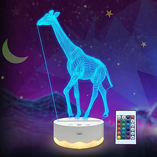 Giraffen-Geschenke, Giraffen-Nachtlicht, 3D-Illusionslampe mit Fernbedienung + Touch 16 blinkende Farbwechsel + Timer-Schreibtischlampen, Kinderzimmer-Dekoration, beste Festival-Geburtstagsgeschenke von Lightzz