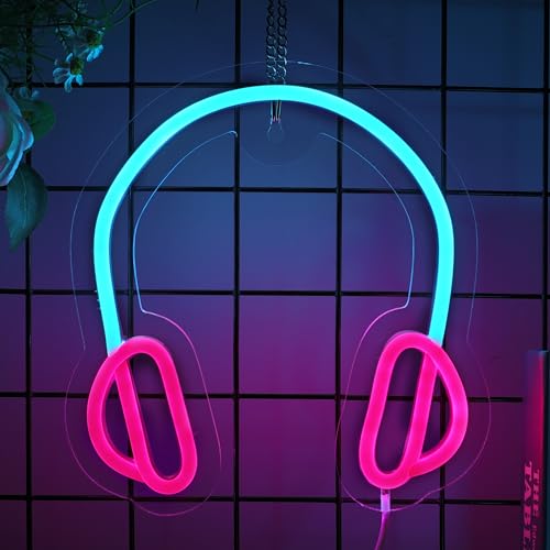 Headset Neon Signs LED Nachtlicht Neon Spiel USB betrieben, Neon Wandleuchten Dekoration für Zuhause Schlafzimmer/Weihnachten/Flur/Geburtstagsfeier von Lightzz