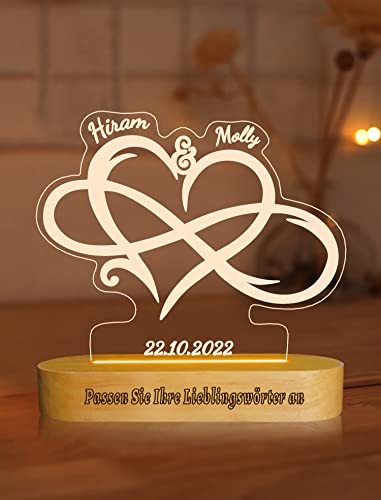 LED Nachtlicht Personalisiert Name Arylic Lampe，Geschenke mit Gravur zum Jahrestag Hochzeit Verlobung，Romantisches Geschenk für Verliebte Paare Pärchen Hochzeitsgeschenk (Unendliche Liebe 2) von Lightzz
