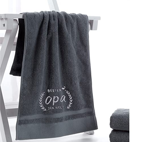 Lightzz Bester Opa Geschenk,Opa Geburtstag Geschenk für Männer,Weltbester Opa Towel Bestickte Handtücher 50 x 100 cm für Opa Vatertagsgeschenk von Lightzz