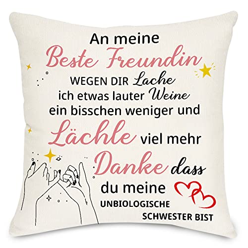 Lightzz Geschenke für Freund, Freundschaft Inspiration Bestie Geschenke, 45 x 45cm Kissenbezug mit Taschen, Geschenk für Beste Freunde Mädchen Bestie von Lightzz