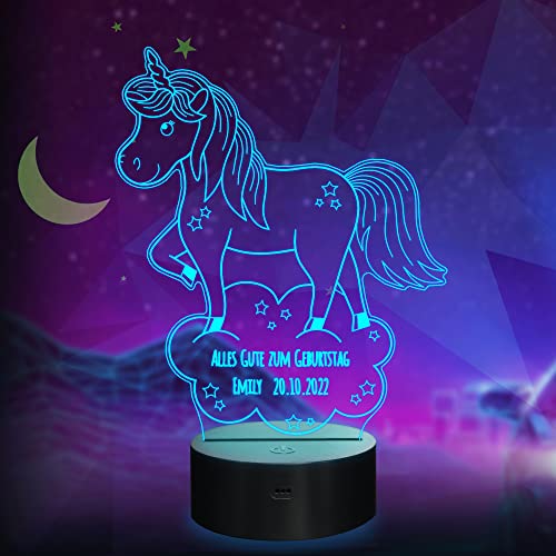 Lightzz Nachtlicht Kinder Personalisierte Geschenke Baby 3D LED mit Name Acryl Nachtlampe,16 Farben Fernbedienung,Raumdekoration Geschenk für Mädchen Jungen Frauen Geburtstag Weihnacht (Pferd) von Lightzz