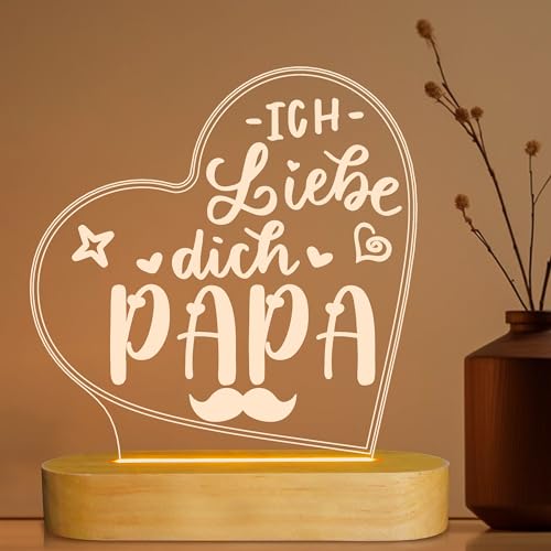 Lightzz Vatertagsgeschenke für Papa,3d Illusion Lamp Ich liebe dich Papa Nachtlicht für Männer Papa Geburtstag Süße Wertschätzung danke von Lightzz