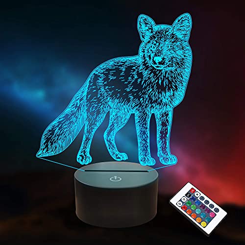 Lightzz Wolf Geschenke für Kinder Mädchen, 3D Lampe Tier LED Illusion Nachtlicht mit Fernbedienung 16 Farben ändern von Lightzz