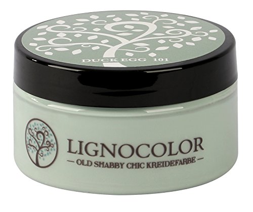 Lignocolor 100ml Kreidefarbe (Duck Egg) Shabby Chic Lack Landhaus Stil Vintage Look Chalky finish von Lignocolor