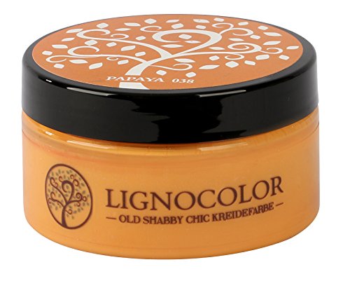 Lignocolor 100ml Kreidefarbe (Papaya) Shabby Chic Lack Landhaus Stil Vintage Look Chalky finish von Lignocolor